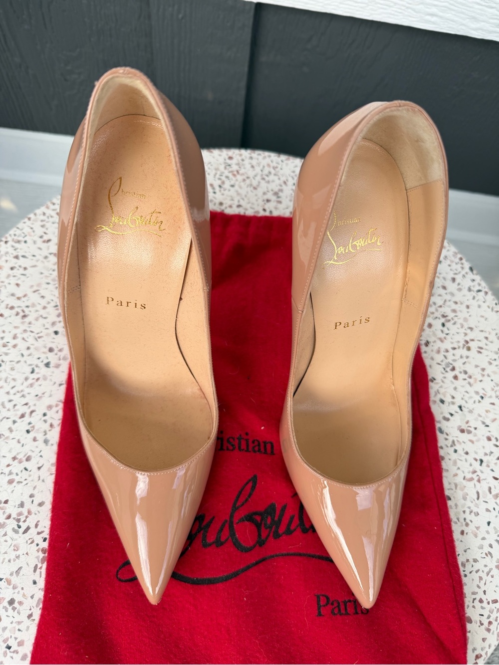 Christian Louboutin Blush Patent Pointed-Toe Pumps